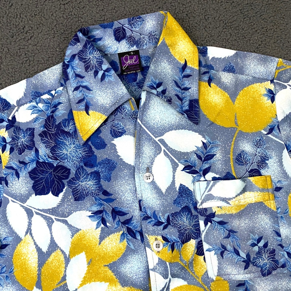 VTG 70s Joel California Shirt Mens Small Dagger Collar Retro Hawaiian Floral